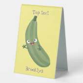 Plaque De Table Caricature joyeux de courgettes mignonnes (Verso)