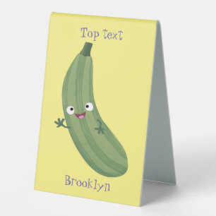 Plaque De Table Caricature joyeux de courgettes mignonnes