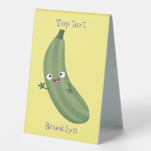 Plaque De Table Caricature joyeux de courgettes mignonnes (Recto)