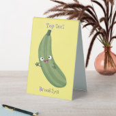 Plaque De Table Caricature joyeux de courgettes mignonnes (En SItu (Tableau))