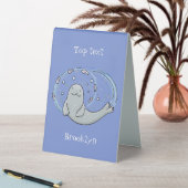 Plaque De Table Caricature joyeux de phoque et de poisson bleu (En SItu (Tableau))