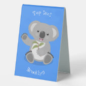 Plaque De Table Caricature joyeux koala agitant (Verso)