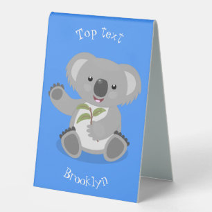 Plaque De Table Caricature joyeux koala agitant