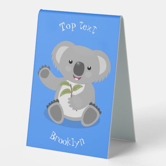 Plaque De Table Caricature joyeux koala agitant (Recto)