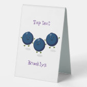 Plaque De Table Caricature mignonne de bleuets violets (Verso)