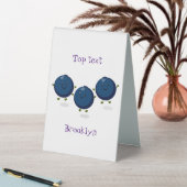 Plaque De Table Caricature mignonne de bleuets violets (En SItu (Tableau))