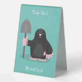 Plaque De Table Caricature mole joyeux (Verso)