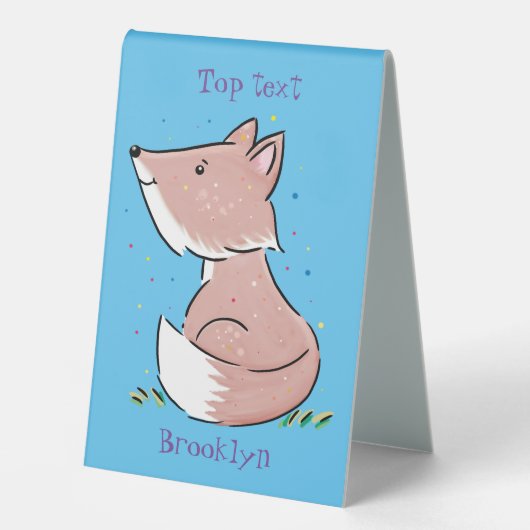 Plaque De Table Caricature pour bébé renard (Recto)