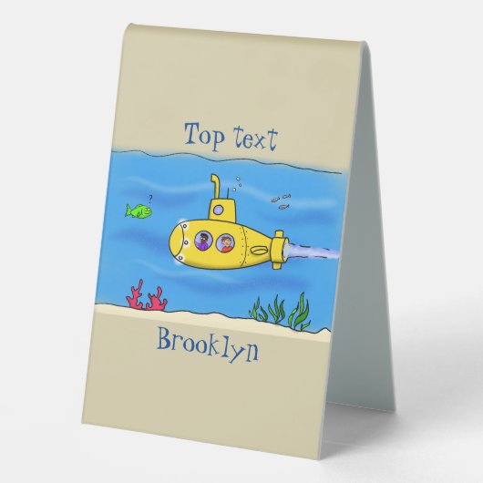 Plaque De Table Caricature sous-marine joyeuse (Verso)