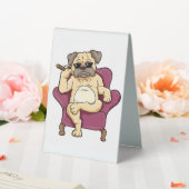 Plaque De Table Carlin Fumer Cigar | Chien Carlin vraiment Cool (In SItu (Mariage))