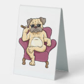 Plaque De Table Carlin Fumer Cigar | Chien Carlin vraiment Cool (Recto)