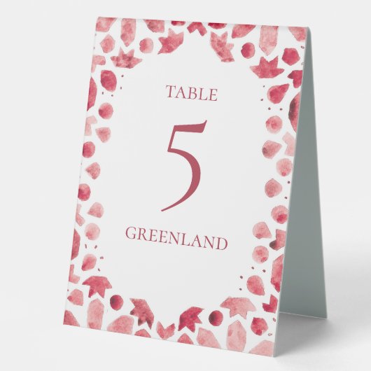 Plaque De Table Carreau aquarelle boho rouge (Recto)