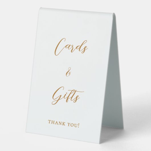 Plaque De Table Carte cadeau en écriture dorée