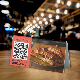 Plaque De Table Carte de code QR du menu de commande de numérisati
