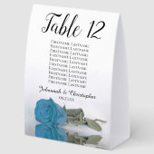 Plaque De Table Carte de Mariage de Rose bleu turquoise (Arrière)