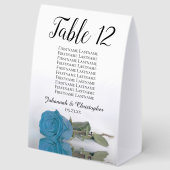Plaque De Table Carte de Mariage de Rose bleu turquoise (Recto)