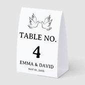 Plaque De Table Carte de numéro de table de mariage en dessin au t (Recto)