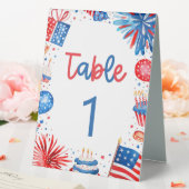 Plaque De Table Carte de numéro de table rouge blanc et bleu 4 jui (In SItu (Mariage))
