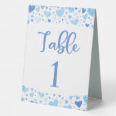 Plaque De Table Carte de numéro de table Saint-Valentin Cœurs Bleu (Verso)