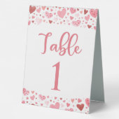 Plaque De Table Carte de numéro de table Valentine Coeurs rouges r (Verso)
