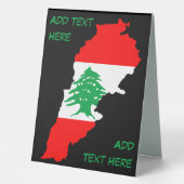 Plaque De Table Carte du Liban avec drapeau (Recto)