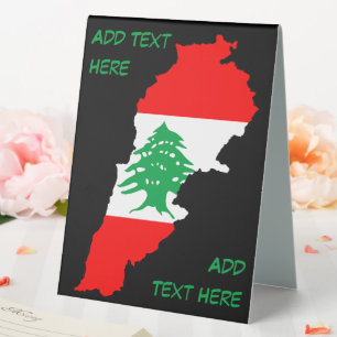 Plaque De Table Carte du Liban avec drapeau