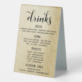 Plaque De Table Carte Gold Boissons Menu Connexion permanente (Verso)