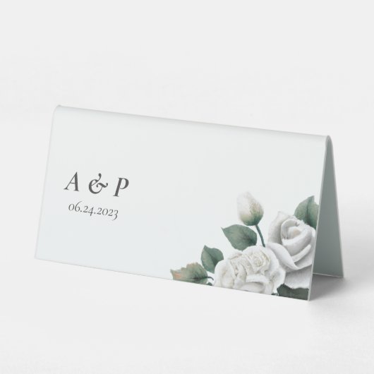 Plaque De Table Carte Mariage Roses blanches (Verso)