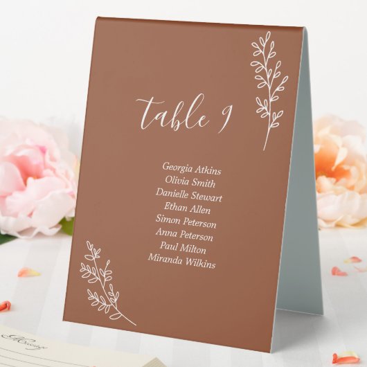 Plaque De Table Carte Numéro De Table De Terracotta Et Branches (In SItu (Mariage))