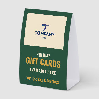 Plaque De Table Cartes-cadeaux de vacances disponibles Bonus Logo