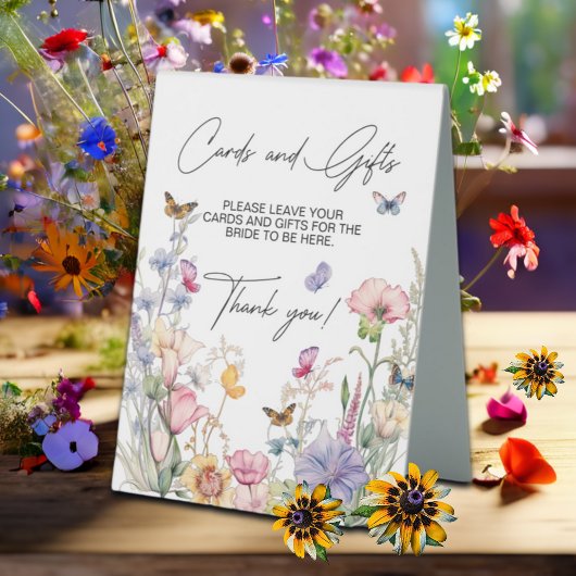Plaque De Table Cartes & Cadeaux Fleurs sauvages Papillons Lanceme