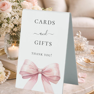 Plaque De Table Cartes de fête à ruban rose cadeaux enseigne