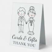 Plaque De Table Cartes de Mariage de mariée de dessin Whimsical Ca (Verso)