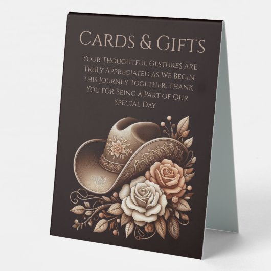 Plaque De Table Cartes de mariage et cadeaux Casquette de la cowgi (Verso)