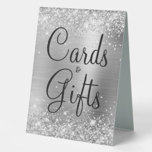 Plaque De Table Cartes de mariage et cadeaux en feuille d'argent s