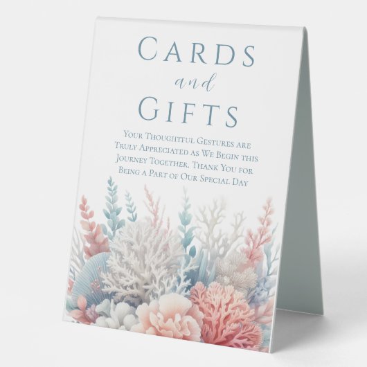 Plaque De Table Cartes de Mariage et Cadeaux - Pastel Coral Reef (Recto)