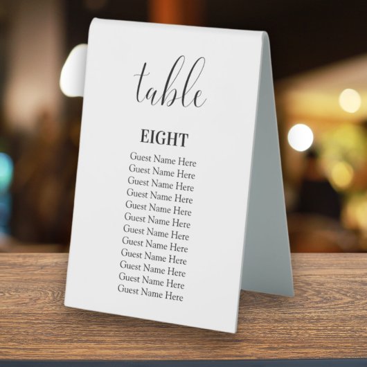 Plaque De Table Cartes de numéros de table de mariage noir moderne