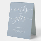 Plaque De Table Cartes De Script Et Cadeaux Dusty Signature Bleue (Recto)