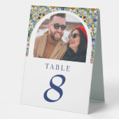 Plaque De Table Cartes de table Mariages en arche carrelée couleur (Recto)