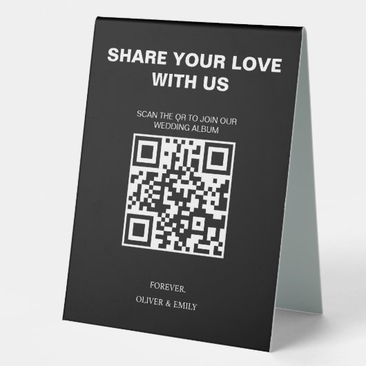 Plaque De Table Cartes d'invitation de mariage modernes avec code (Recto)