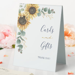 Plaque De Table Cartes et Cadeaux de Fleurs de Tournesol Eucalyptu