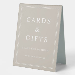 Plaque De Table Cartes Et Cadeaux Élégants Taupe Mariage