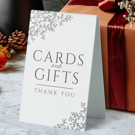 Plaque De Table Cartes et cadeaux mariages en feuilles grises de c