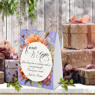 Plaque De Table Cartes et Cadeaux Wildflowers - Bleu ciel