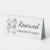Plaque De Table Cartoon Bride Groom Grooms Famille Réservé Mariage (Recto)