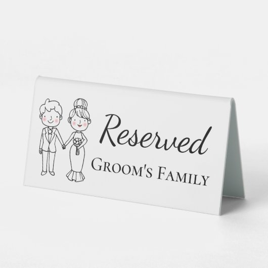 Plaque De Table Cartoon Bride Groom Grooms Famille Réservé Mariage (Recto)