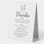 Plaque De Table Cartoon Bride Groom Mariage Whimsical Boissons Bar (Recto)