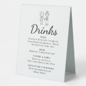 Plaque De Table Cartoon Bride Groom Mariage Whimsical Boissons Bar (Verso)