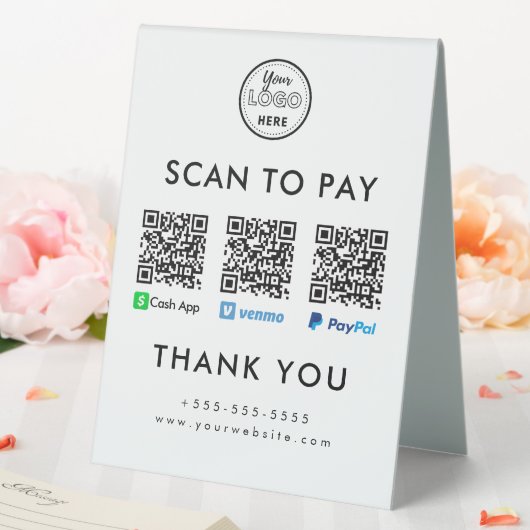 Plaque De Table Cash App Venmo Paypal QR Code Scan to Pay Logo (In SItu (Mariage))