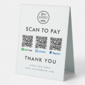 Plaque De Table Cash App Venmo Paypal QR Code Scan to Pay Logo (Verso)